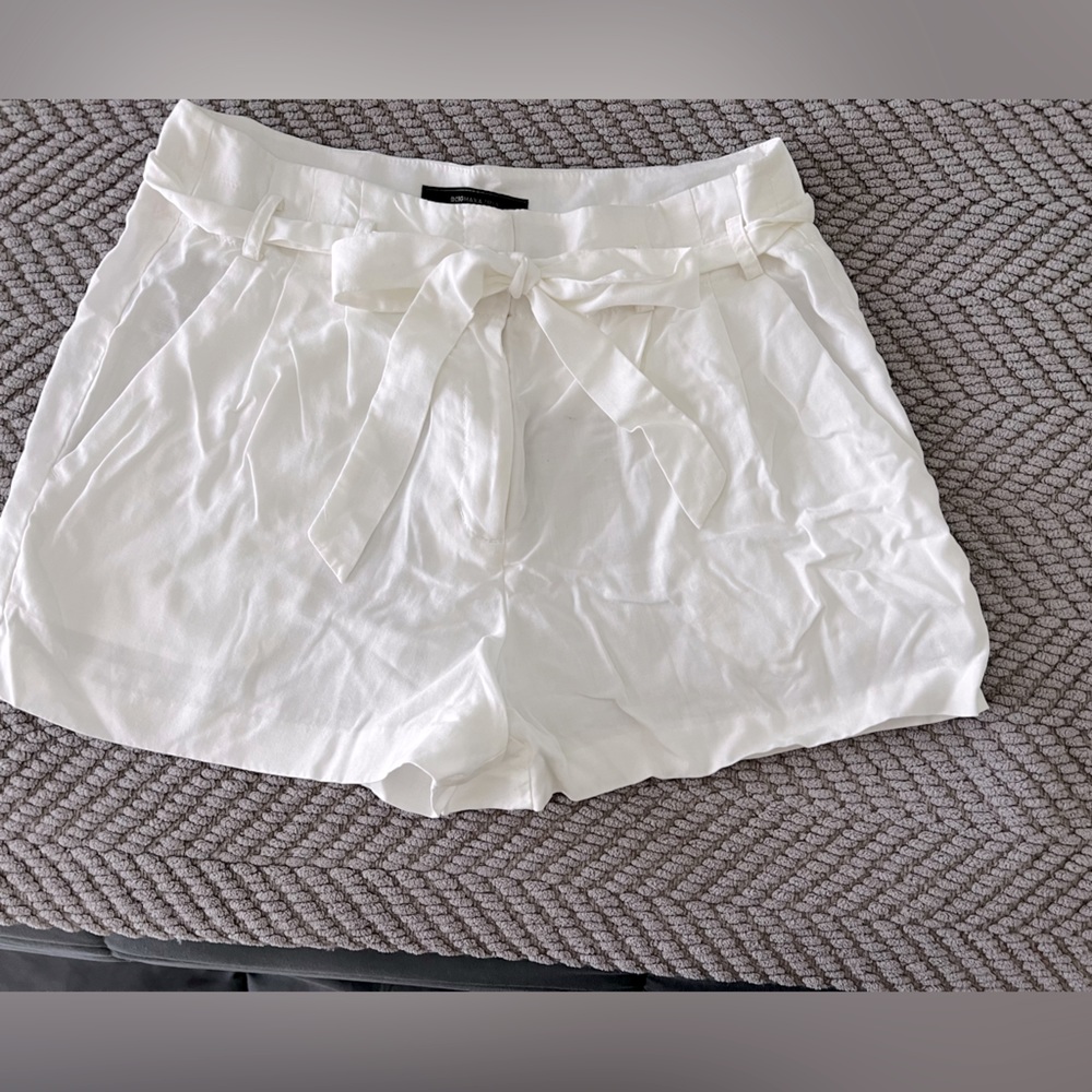 BCBG Linen Shorts-White
